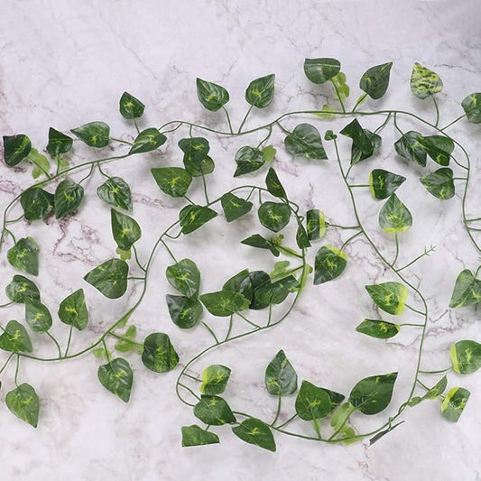 Zerodis Vine, 6.89ft Artificial Fake Vine Hanging Plant Decor Terrarium Plants Rainforest Landscape for Reptiles and Amphibians(Scindapsus Leaves)