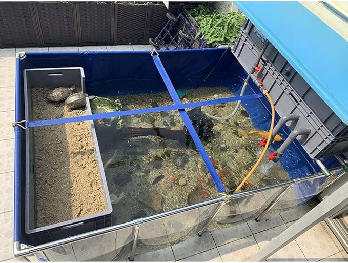 Breeding Water Tank for Goldfish Display Show Tank - Backyard Aquarium Pool Pond with Transparent Viewing Panel, PVC Canvas, Steel Frame, and Drain Valve for Stunning Aquatic
