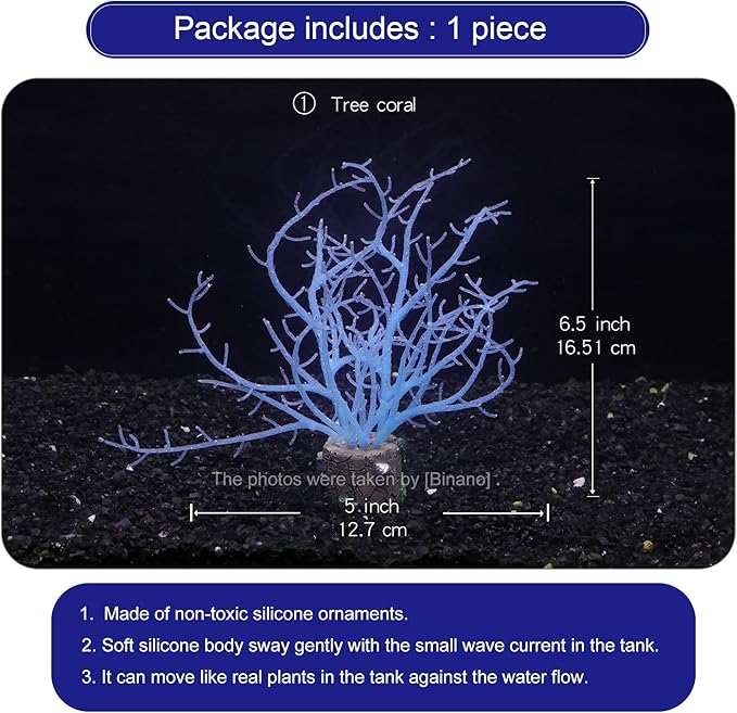 Soft Silica Gel Moves Naturally with Water Flow, Aquarium Decorations Glow in The Dark, Glowing Coral Ornaments for Fish Tank Decorations (Blue, Tree)