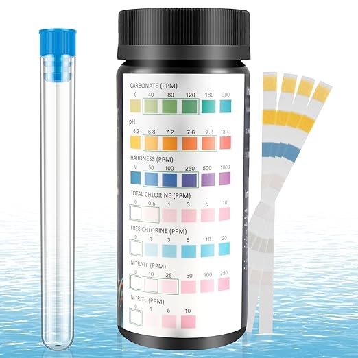 100 Pcs Aquarium Test Strips Fish Tank Test Kit Fast Accurate Aquarium Water Testing Strips with Test Tube Water Test Kits Fish Tank Testing Strip for Carbonate Root pH Hardness