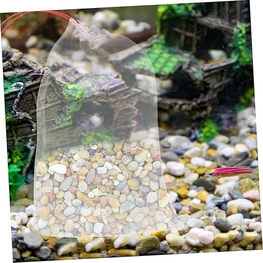 IMIKEYA 100pcs Sand Washing Machine Bags Drawstring Mesh Pouch for Fish Tank Sand Cleaning Pe Material Essential Aquarium Tool