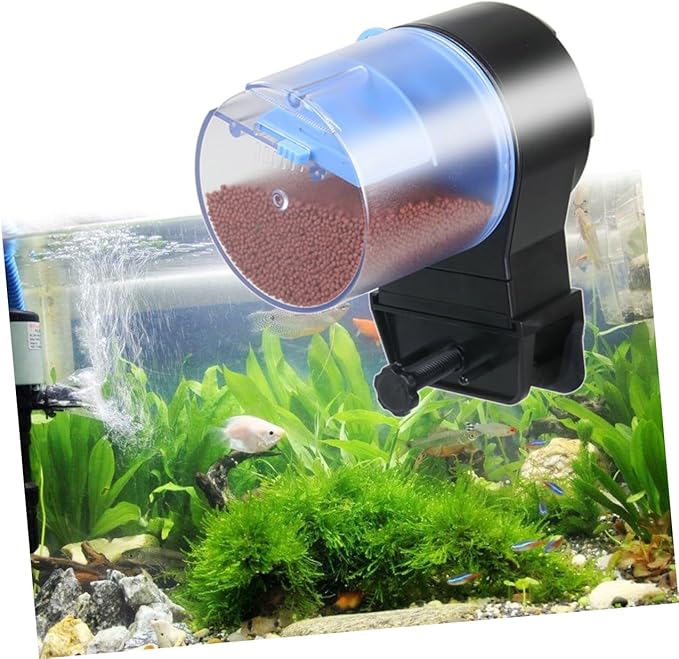Yardwe Fish Food Dispenser for Aquarium Auto Feeder Fish Automatic Betta Feeder Timer Set 2 Aa Batteries Required