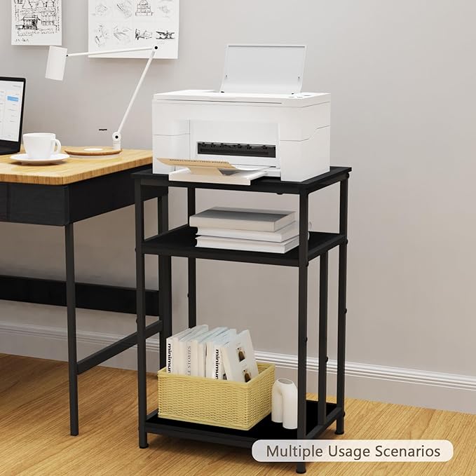 Fish Tank Stand, 3-Tier Aquarium Stand Reptile Tank Stand Heavy Duty Terrarium Stand for Home Office, Black, 5-10 Gallon