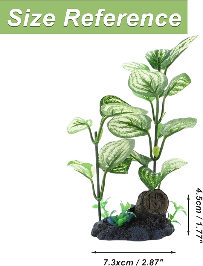 Aquarium Plastic Plants, Silk Aquarium Plants, Silk Plants for Betta Fish Tank, Plastic Plant Decor for Aquarium, Green, Pointed Leaves, 7.09" Tall