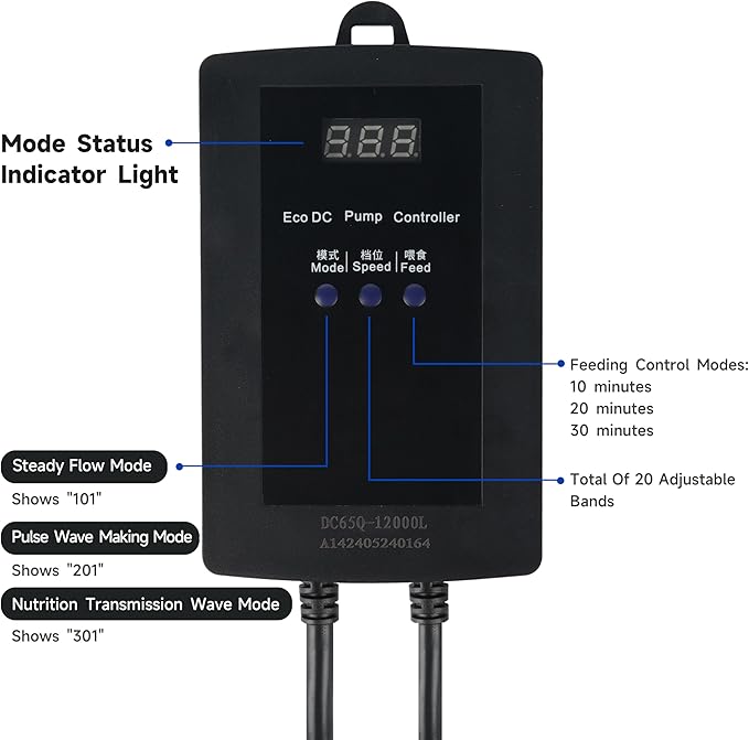 LANDEN BIOSMO 5000 DC Sine Wave Water Pump Return Pump 5000L/H (1320GPH) High Performance Aquarium Cleaning Ultra Quiet Operation 10-70W 3 Modes Control Ideal for 125-265 Gallon Fish Tanks
