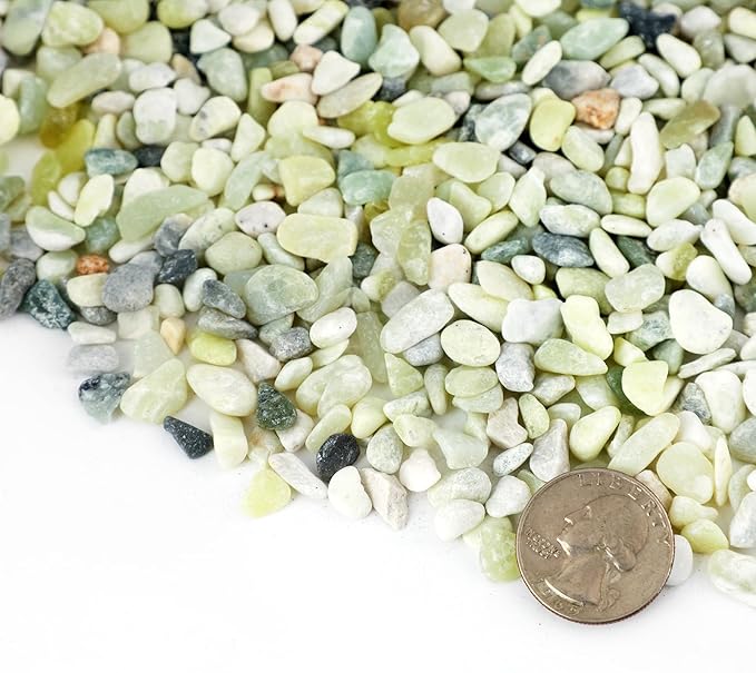 5LB Jade Color 1/8-3/8inch Aquarium Gravel Fish Tank Gravel Pea Gravel for Plants Small Rocks for Indoor Plants Decorative Rocks Colorful Rocks for Vases Rocks for Crafts