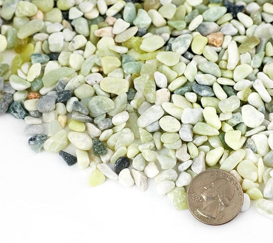 11LB Jade Color 1/8-3/8inch Aquarium Gravel Fish Tank Gravel Pea Gravel for Plants Small Rocks for Indoor Plants Decorative Rocks Colorful Rocks for Vases Rocks for Crafts