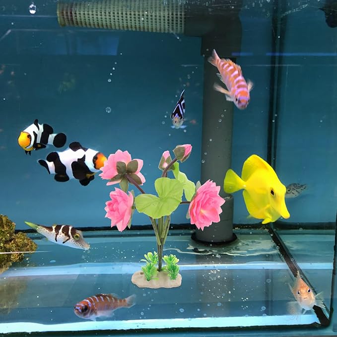 Milisten Artificial Lotus Flower Decoration for Fish Tank Realistic Faux Water Lily Ornament for Aquariums Elegant Aquarium Plant Accessory for Home and Office Decor