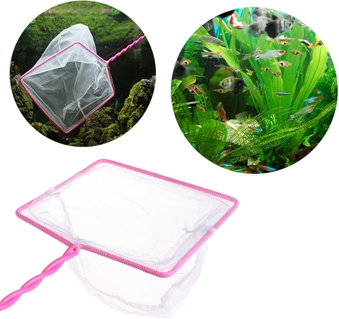 Fishing Tank Net Plastic Soft Square Mesh Fish Shrimp Capture for Aquarium Tools Pink Rectangle 4