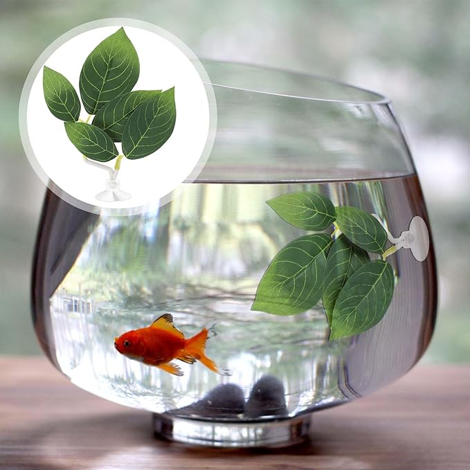 Hariendny 3 Pcs Fish Tank Accessories Betta Fish Leaf Pad Aquarium Décor Simulating The Natural Habitat for Betta Spawning Grounds Resting Bed with Plastic Suction Cup