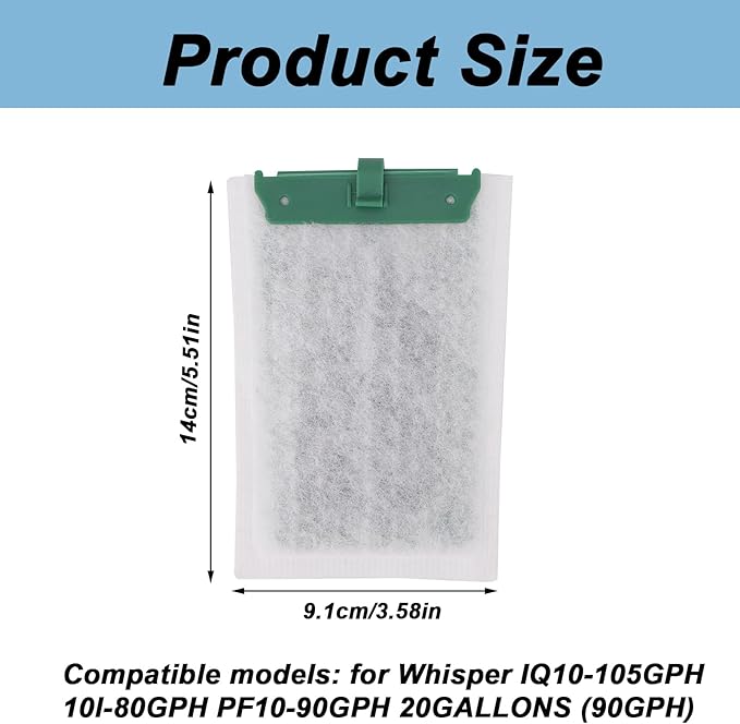 Tinoaly 8pcs Medium Replacement Filter Cartridges Compatible with Tetra Whisper Bio-Bag, Fish Tank Parts Accessories for 10i IQ10 PF10 ReptoFilter, 5-10 Gallon Aquarium
