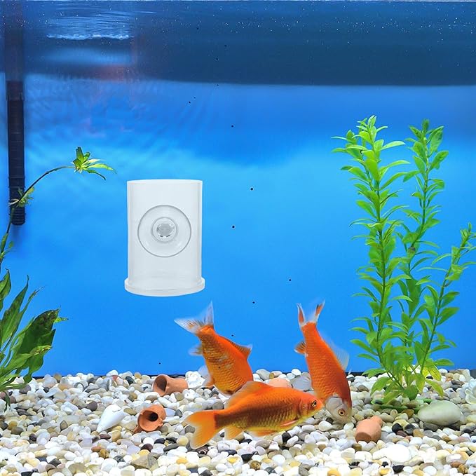 Fish Tank Feeder Semi-Automatic Feeding Ring with Suction Cup Acrylic Shrimp Food Dish for Aquarium Small Fish Turtle Supplies