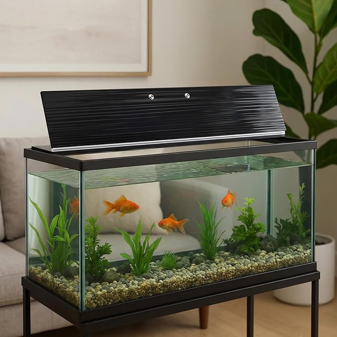 Sieral Aquarium Canopy Set Polycarbonate Greenhouse Panels 15.37 x 7.63 x 0.12 Inch for 5/10 Gallon Fish Tank Without Center Brace Aquariums Cover Fish Tank Lid, Black