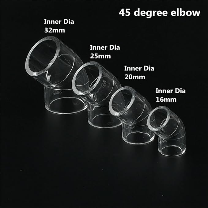 Generic 16 20 25 32 40 50mm Acrylic Pipe 90 Degree Elbow Transparent Plexiglass Fish Aquarium Water Tank Accessories Tank Tee Way Joints, Red, 25mm