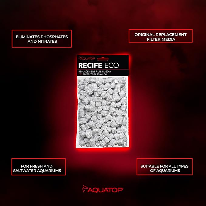 Aquatop Recife Eco Phosphate & Nitrate Media Cubes for Aquariums, 80 g – Optimize Water Quality – Fits Recife Eco Filters - Fresh and Saltwater
