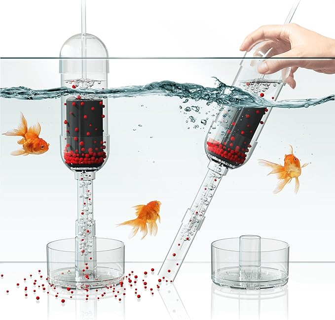 Aquarium Cleaner 2-in-1 – Small V2 (7–10.6 in Water Depth) | Air Pump Powered | Removes Debris on Top of the Substrate | Reduces Floating Fine Particles