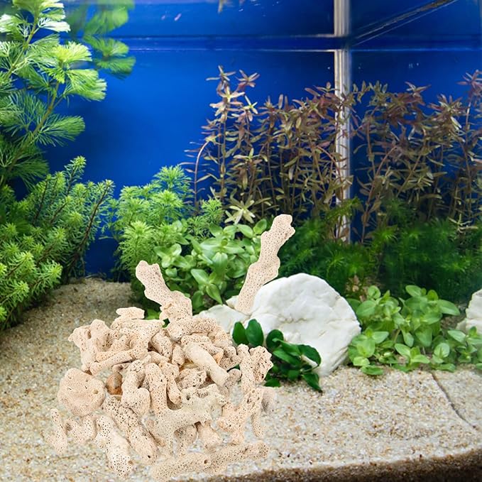 Crushed Coral for Aquarium Freshwater & Saltwater, 1.1 lb Natural Coral Chips for Fish Tank pH Balance, Aquarium Filter Media & Substrate Additive with Media Bag