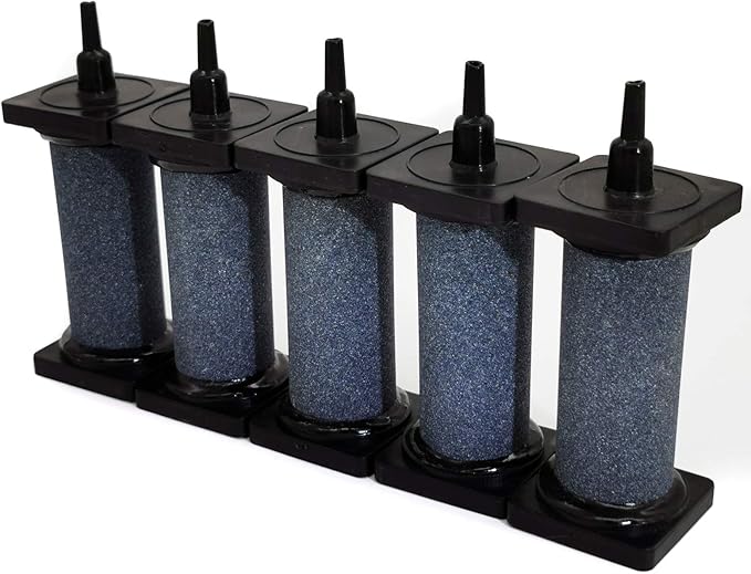 ALEGI Aquarium Air Stone Cylinder Bubbler with Plastic Shield for Hydroponic, Fish Tank (A3080 5pcs)