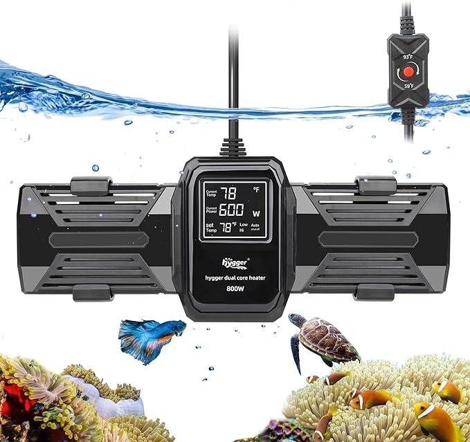 hygger Aquarium Heater, 500W 800W 1000W Submersible Fish Tank Heater with LED Digital Display Over-Temperature Protection and Automatic Power-Off, for Saltwater and Freshwater Tank up to 240 Gallon