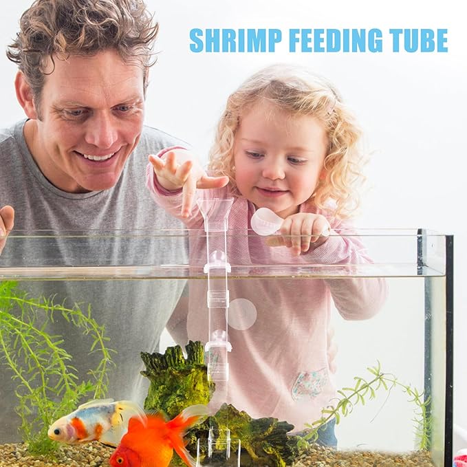 Levemolo Aquarium Feeder Tube Fish Food Dispenser for Betta Shrimp Tanks, Submersible Feeding Pipe with Connector, Aquarium Supplies for Automatic Fish Feeding