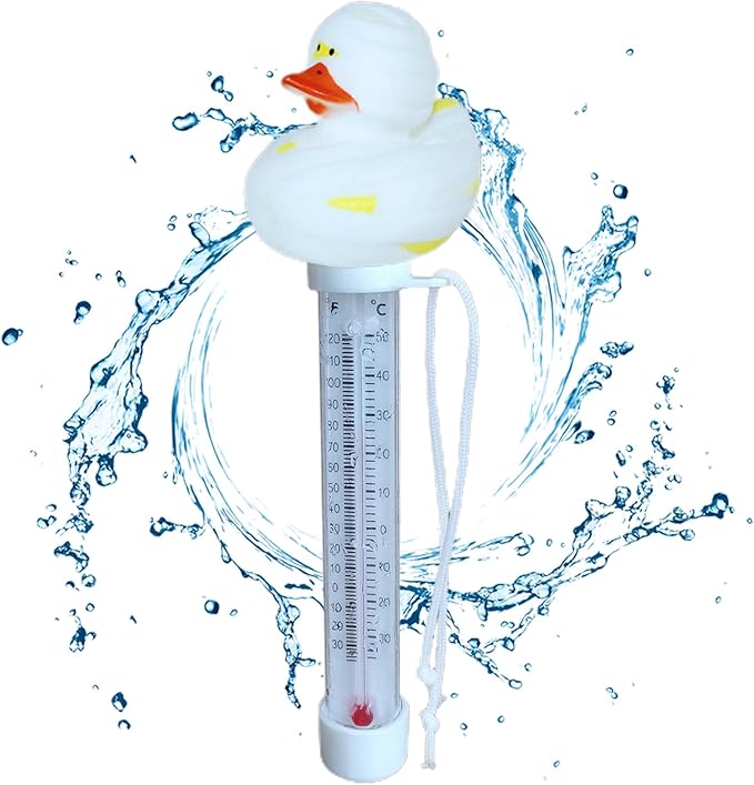 Pool Floating Thermometer, Bath Thermometer, Easy-Read Water Temperature Gauge with String, Duck Shape Floating Swimming Pool Thermometer, Temperature Gauge for Hot Tubs & Aquariums