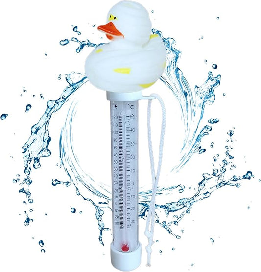Pool Floating Thermometer, Bath Thermometer, Easy-Read Water Temperature Gauge with String, Duck Shape Floating Swimming Pool Thermometer, Temperature Gauge for Hot Tubs & Aquariums