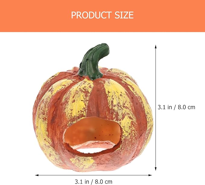 LIOOBO Fish Shrimp Hideout House Thanksgiving Fish Tank Aquarium Decor Pumpkin House Cave Betta Toys Thanksgiving Day Decor Terrarium Ornament Resin Rock