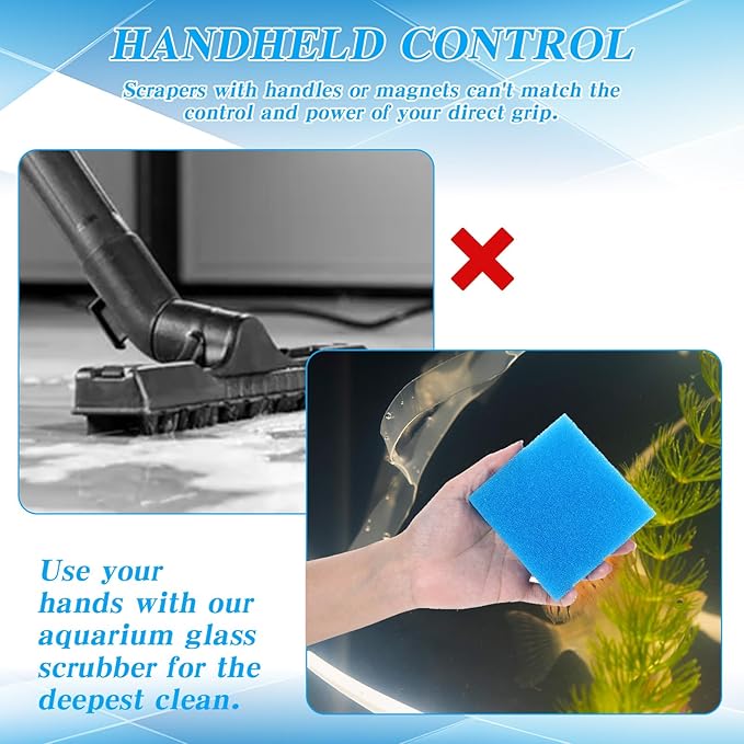 6PCS Aquarium Glass Cleaner Sponge, Non-Scratch Fish Tank Cleaning Sponge Fish Tank Walls Cleaner Tools for Aquarium Glasses 3.2×3.2×1 in