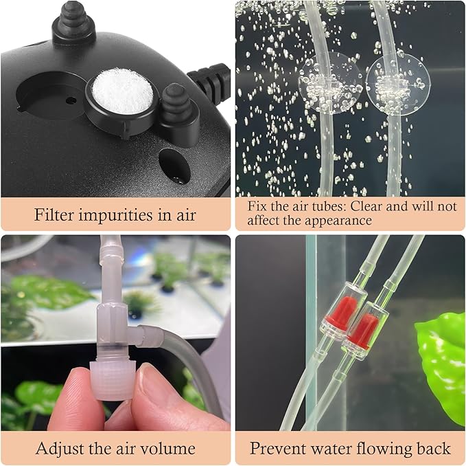 HITOP Aquarium Air Pump Accessories Kit: Standard 3/16" Air Tubing, Check Valves, Air Stones, Suction Cups, Regulating Valves, Connector, Suitable for Common Fish Tank Air Pumps