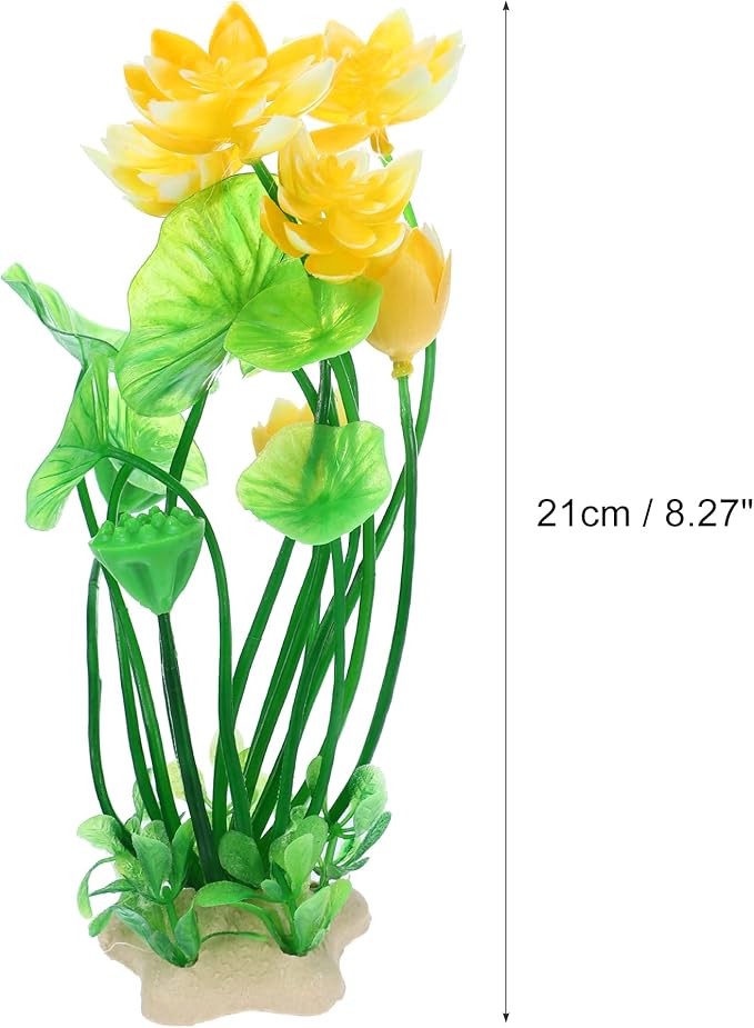 VOCOSTE 1pcs Fish Tank Aquarium Decorations Plants, Mini Aquarium Decorations PE Ceramics Plants for Aquarium Decorations, Yellow 8.27"