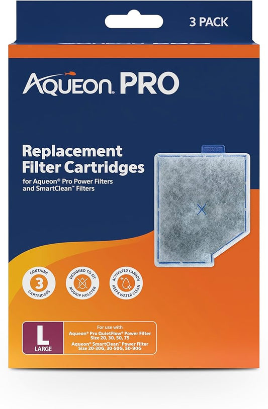 Aqueon PRO Replacement Filter Cartridges, NoDrip Design, for Freshwater and Saltwater Aquariums, Large, 3 Pack