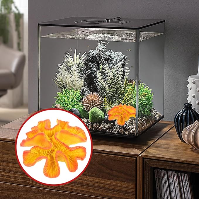 POPETPOP Coral Reef Decor: Artificial Crushed Coral for Freshwater Aquarium, Fish Tank Plants Decoration for Aquarium Landscape - Betta Fish Tank Accessories, Orange