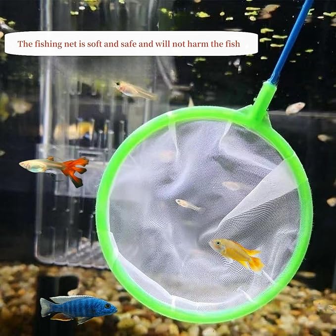 Aquarium Fish Net 30 PCS Cleaner Net Fish Tank Filter Nets High Density Fish Tank Mesh Nets, with Plastic Handle 5 Inches Diamete