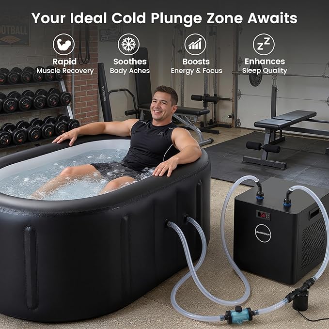 BAOSHISHAN 1/2hp Cold Plunge Chiller, 132gal Water Chiller for Ice Bath with Filter, Hose, Water Pump, Quiet Ice Bath Chiller for Athletes Recovery Cold Therapy Home Use