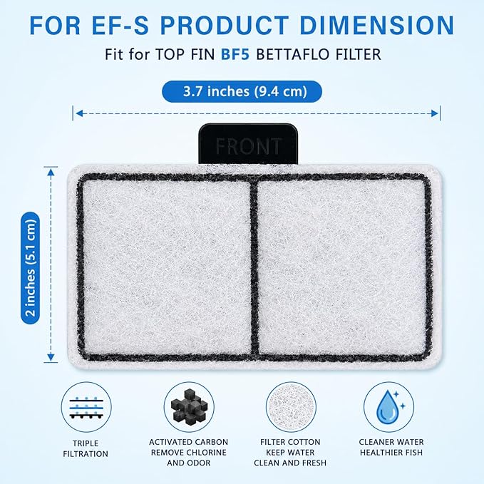 Hedday Filter Cartridges Compatible with Top Fin EF-S Element,16 Packs Aquarium Fish Tank Filter for BF5 BETTAFL