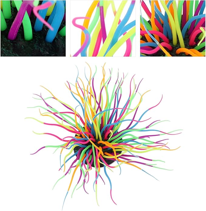 Aquarium Decorations, Artificial Sea Anemone Coral Soft Silicone Simulation Luminous Sea Anemone Coral for Aquarium Fish Tank Decoration