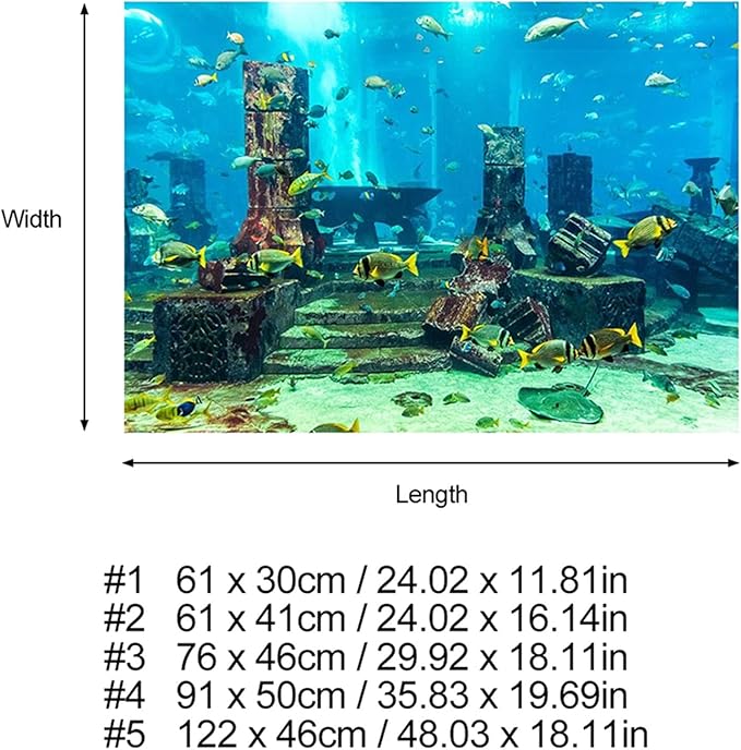 ZJchao PVC Aquarium Background 61 x 30 cm – High-Definition Fish Wallpaper for Freshwater & Saltwater Tanks, & Bubble-, Compatible with Standard Aquarium Sizes