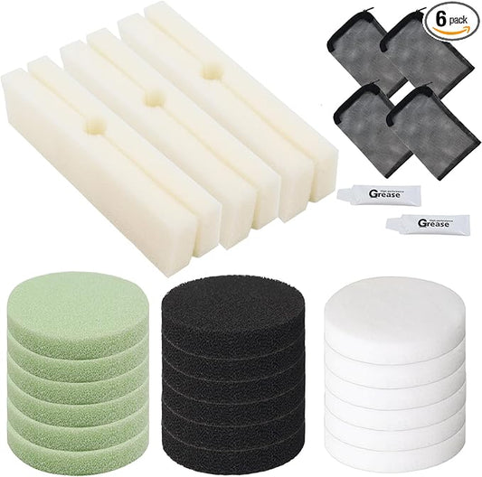 30pcs FX4 Canister Filter Media Replacement Kit Compatible with Fluval Fx4 Fx5 Fx6 Include Carbon Foam Filter Pads, Foam Block,Aquarium Maintenance Quick Clear/Water Polishing Pads