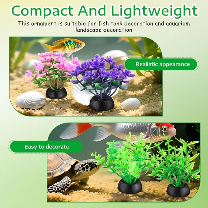Gadpiparty 20pcs Mini Aquarium Plants, Fake Aquarium Plants, for Fish Tank Adornment, for Home Office