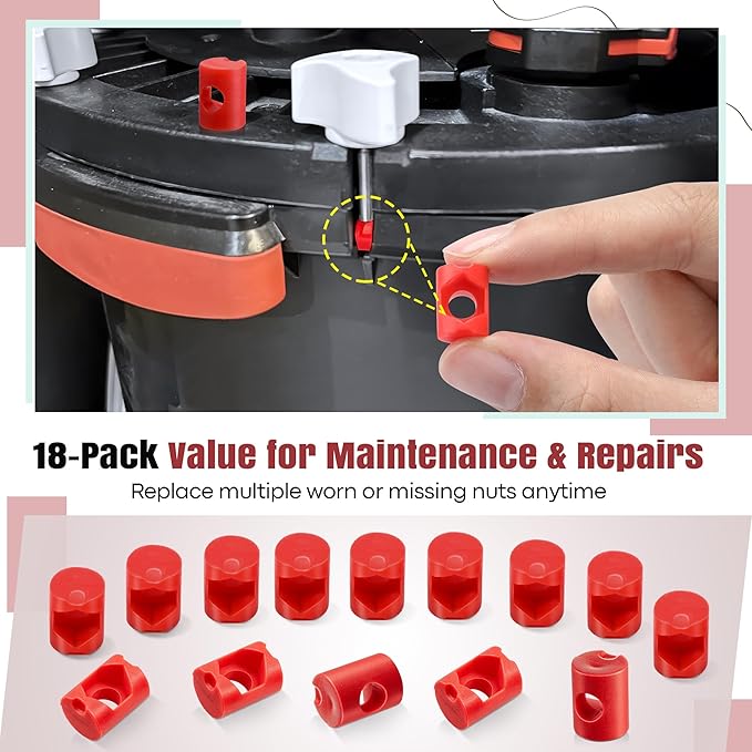 18 Pack Lid Fastener Barrel Nut Compatible with Fluval FX6 FX5 FX4 FX2 Canister Filter, Aquarium Filter Lid Fastener Replacement Part, Lock Nut Clamp Accessories (Barrels Only)(Red)