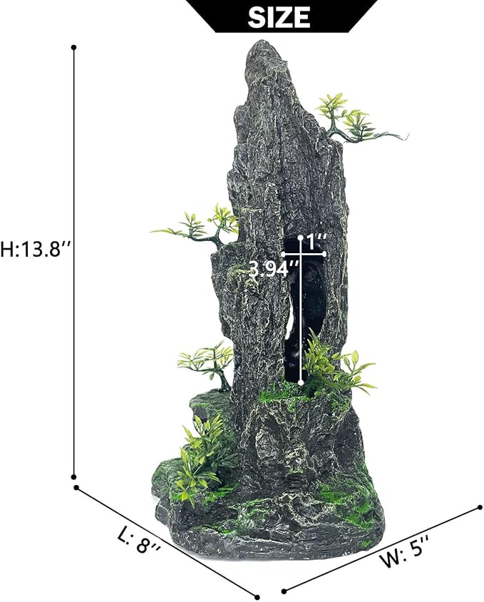 Aquarium Decoration Large and Tall for Fish Tank Rock Thematic Ornaments Aquarium Mountain View Stone Ornaments Aquarium Decor Tree House Cave Fish Tank Landscape - Extra Large