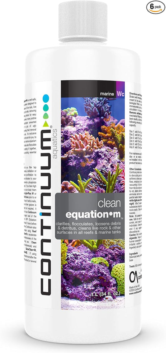 Continuum Aquatics Clean Equation M – Marine Aquarium Cleaner & Clarifier – Clears Water, Loosens Debris, Supports Reef & Fish Health, Advanced Formula 1L