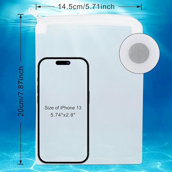 Segarty Filter Media Bags, 10 Pack 0.5mm Fine Mesh 7.7 x 6 Inch White Reusable Nylon Aquarium Net Bags with Plastic Zipper for Activated Carbon, Ceramic Rings, Bio Balls, Charcoal, Fish Tank