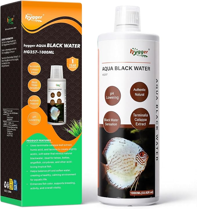 hygger Blackwater Aquarium Conditioner with Natural Olive Leaf Extract, Humic & Tannins, Regulate pH Value Soften Water Create Tropical Biotope Black Water Environment for Freshwater Aquarium (1000ML)