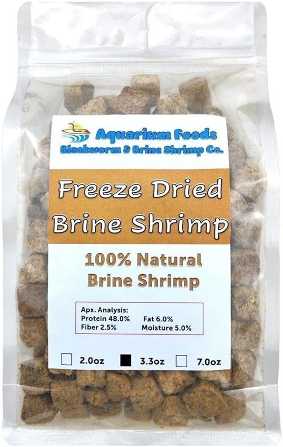 Brine Shrimp, Freeze Dried Floating Brine Shrimp Cubes for All Tropical Fish, Marine Fish, Discus, Cichlids, Koi & Pond Fish, Turtles…3.3oz Clear Bag