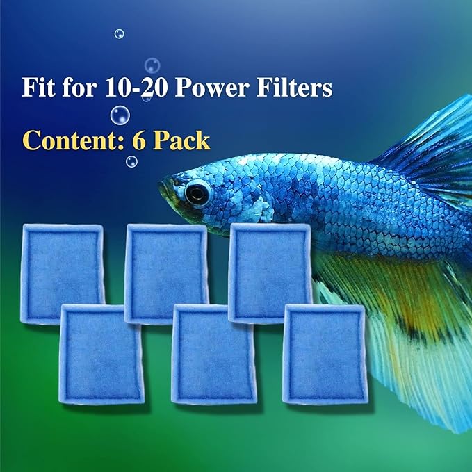 6 Pack Replacement Aquarium Filter Cartridge, Fit for Aqua-Tech 10-20 Gallon Power Filters, for Aqua-Tech EZ-Change #2 Fish Tank Filters