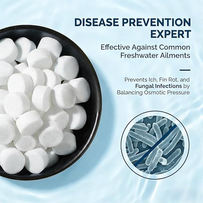 MAQIHAN 150 Tablets Aquarium Salt - Aquarium Salt Freshwater for Freshwater Tank Koi Pond Salt for Koi Fish, Goldfish, Guppies, Mollies, Scats, Monos