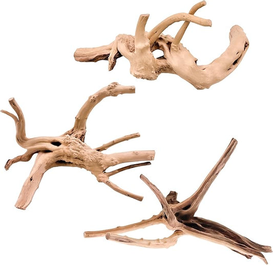Kaiyuan Dynasty 3Pcs 8-10" Natural Aquarium Spiderwood for Reptile Terrariums Spider Wood Branch for Aquatic Plants Fish Tank Decorations