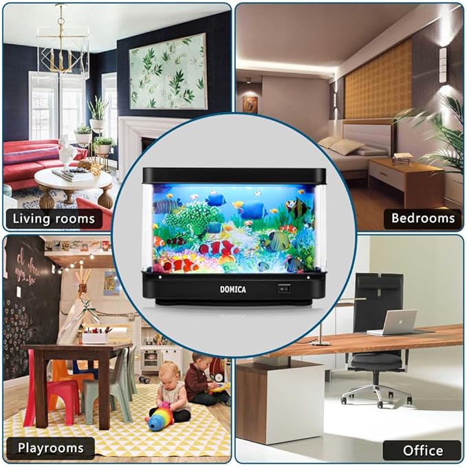 Fake Fish Tank with Moving Fish, Decorative Aquarium Lamp (Auto 2/4/12H Shutdown Timer), Artificial Tropical Marine Tank, LED Mood Light Office Table Light, Fun Gifts