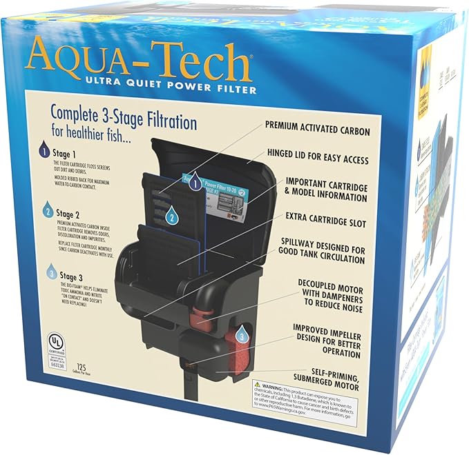 Aqua-Tech Ultra Quiet Power Filter, For Aquariums 10-20 Gallons